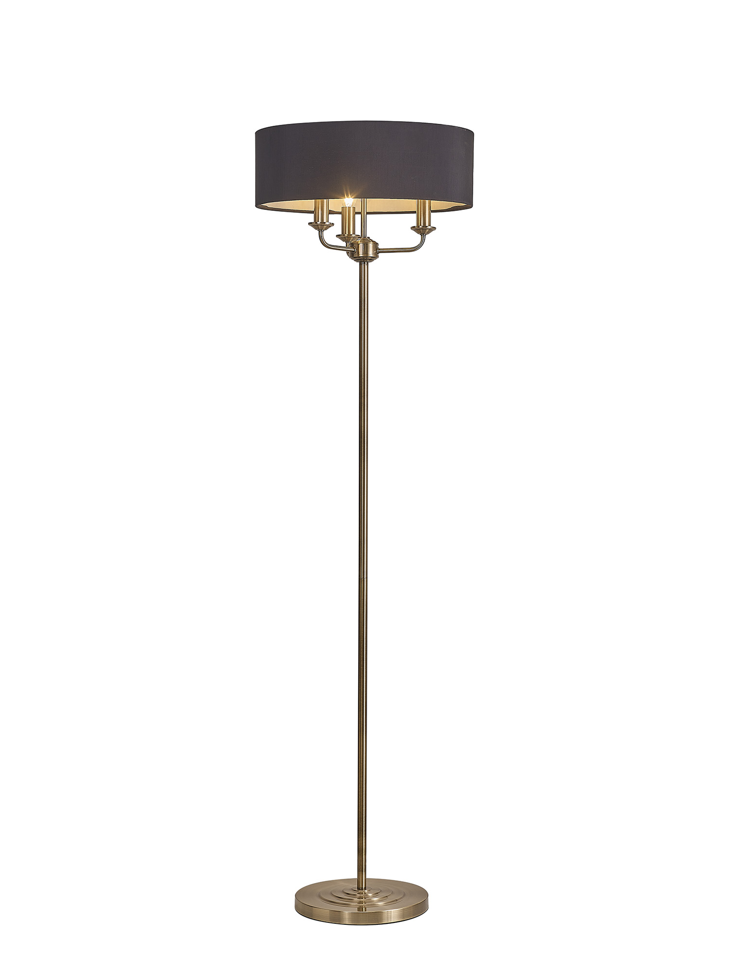 DK0903  Banyan 45cm 3 Light Floor Lamp Antique Brass, Black